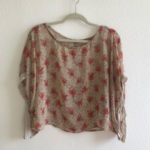 Papaya flowery sheer top